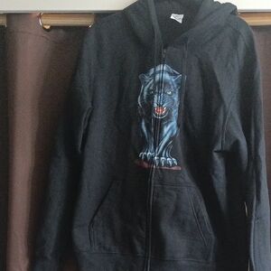 Port and Company Black Full-Zip Hoodie with Panther Graphic